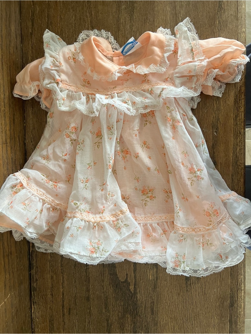 Peach Floral Ruffle Baby Dress - Classic Vintage Style
